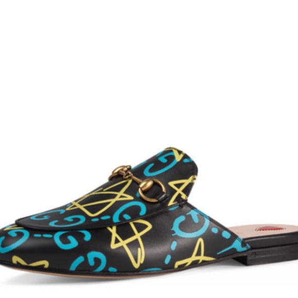 GUCCI Princetown Graffiti Mule - Picture 1 of 7